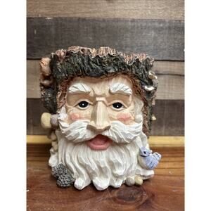 Woodland Santa Head Planter Candy Dish Decoration Christmas Holiday